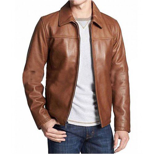 Vintage Biker Leather Brown Jacket For Men's 