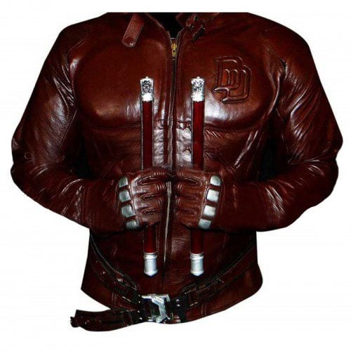 Daredevil Costume Charlie Cox Red Leather Jacket Fore Men's 