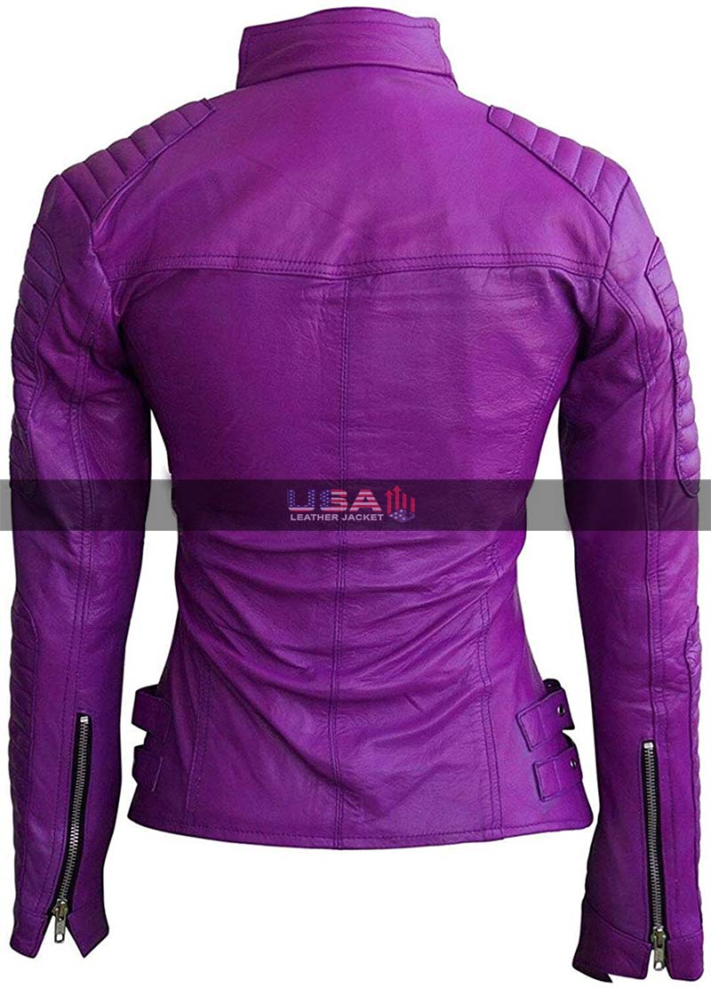 Women's Slim Fit Purple Biker Leather Jacket