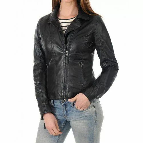 Women's Slim Fit Motorcycle Leather Jacket | Free Shipping