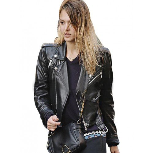 Outerwear Jessica Alba Black Leather Jacket
