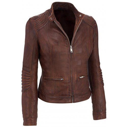 Brown Cafe Racer Leather Jacket