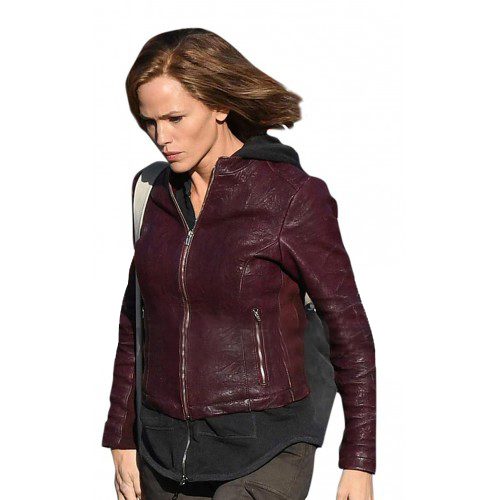 Peppermint Movie Jennifer Garner Maroon Leather Jacket For Women's