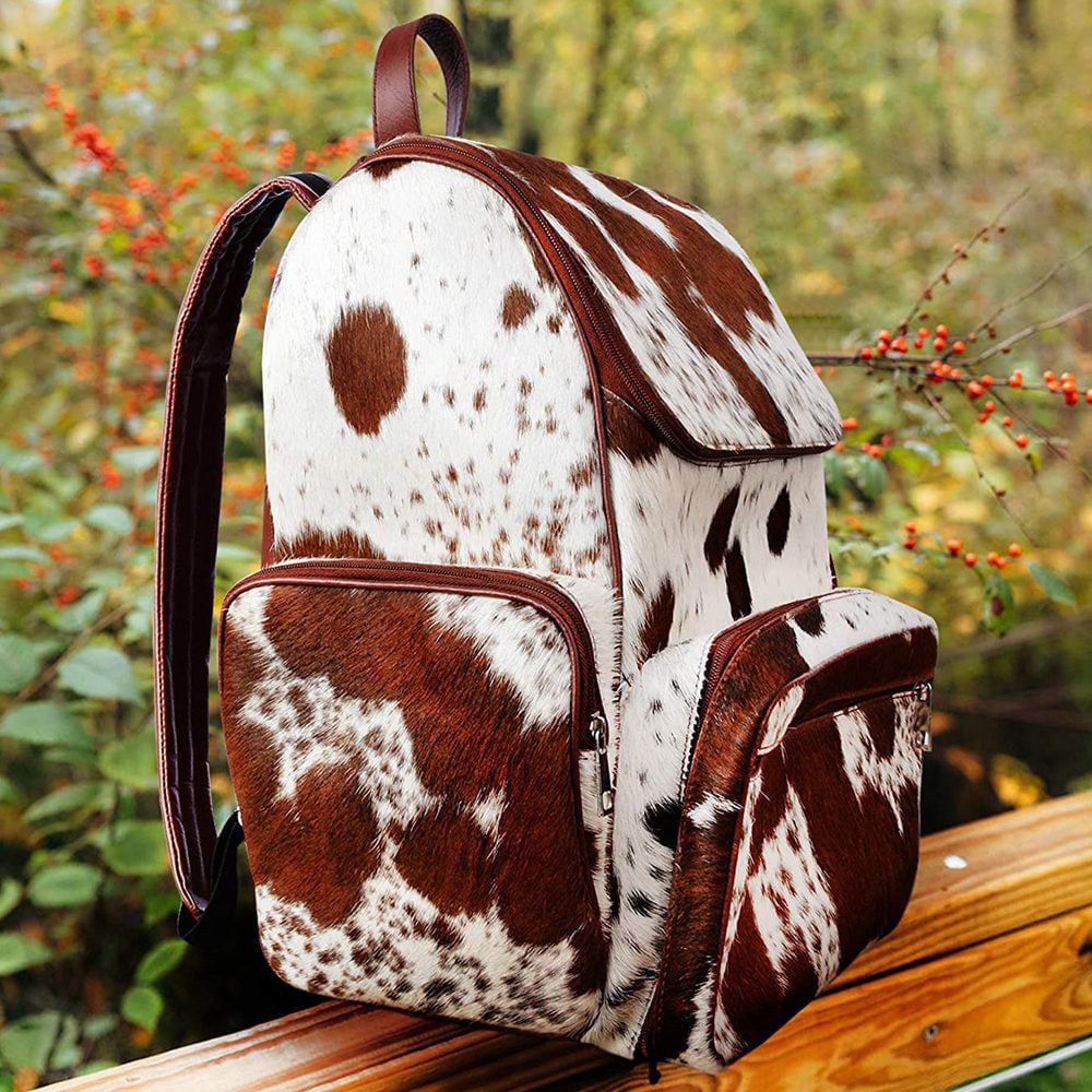 Pony Fur Rucksack/Knapsack Cowhide Hair Leather Travel Shoulder Bag (Backpack + Shaving Bag)
