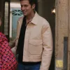 Lucas Bravo Emily In Paris Season 3 Beige Leather Jacket