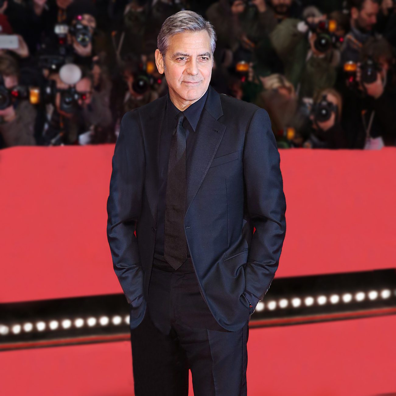 George Timothy Clooney Hail, Caesar! Premiere Black Party Suit