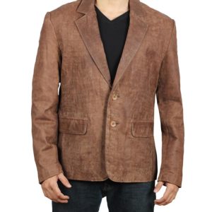 Mens Brown Suede Leather Blazer Jacket