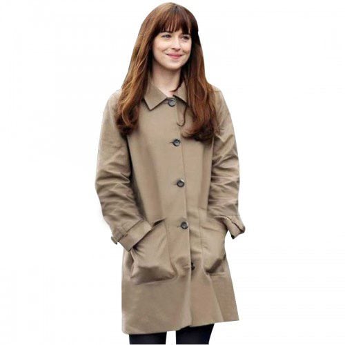 Anastasia Steele Clothing Costume Brown Leather Trench Coat