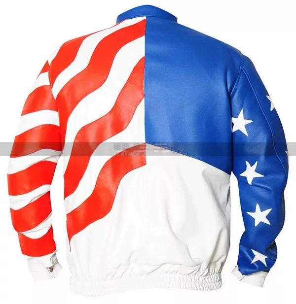 Usa Men Vanilla Ice America Flag Bomber Leather Jacket