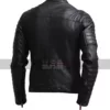 Mens Regular Fit Quilted Shoulders Biker Leather Jacket