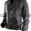 Mens Cafe Racer Brando Distressed Black Motorcycle Leather Jacket