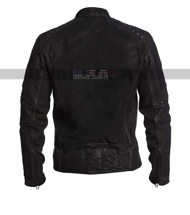 Brando Retro Biker Cafe Racer Black Distressed Leather Jacket 