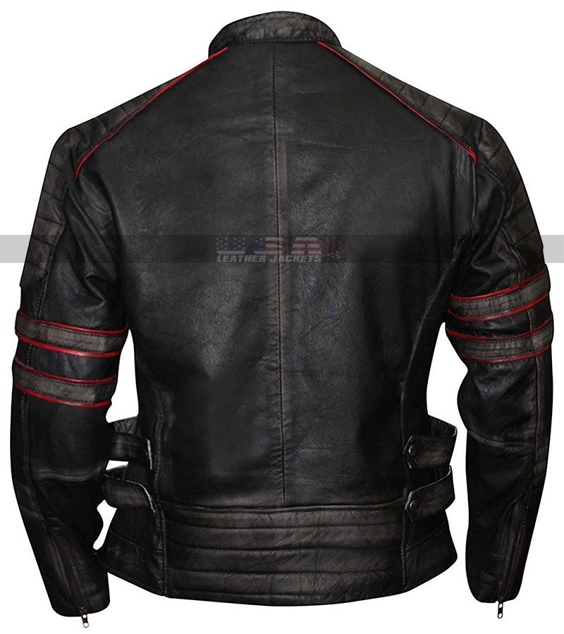 Vintage Cafe Racer Slim fit Biker Retro 1 Black Distressed Leather Jacket