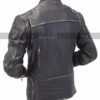 Mens Motorcycle Cafe Racer Biker Vintage ( Distressed Zipper ) Black Leather Jacket