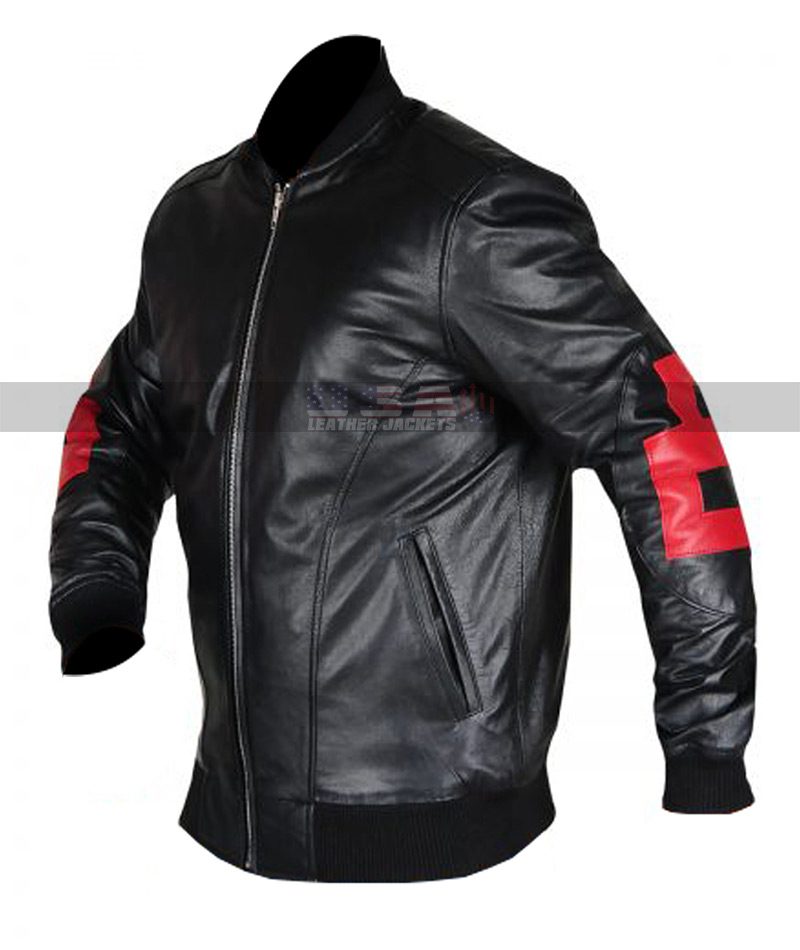 8 Ball Patrick Warburton Black Leather Jacket | Men’s Bomber Jacket