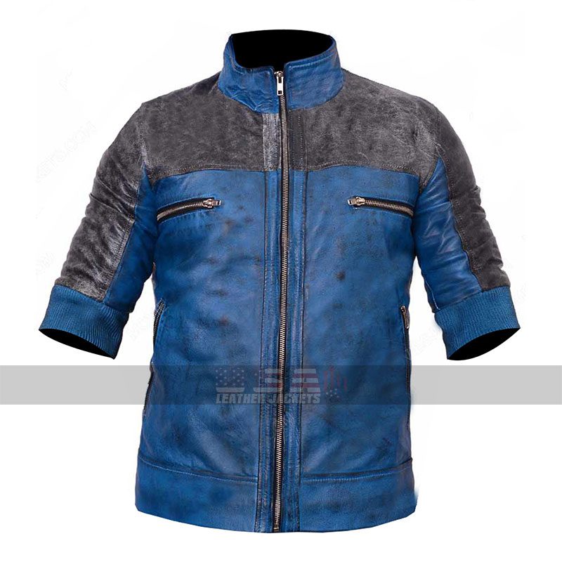 Just Cause 3 Costume Rico Rodriguez Cosplay Blue & Black Leather Jacket