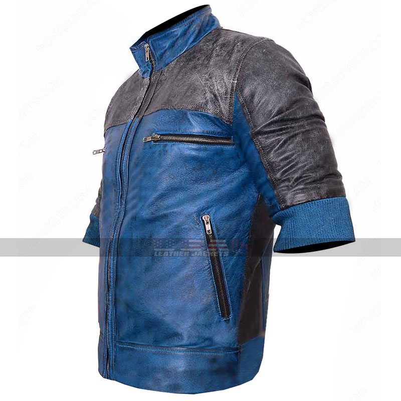 Just Cause 3 Costume Rico Rodriguez Cosplay Blue & Black Leather Jacket