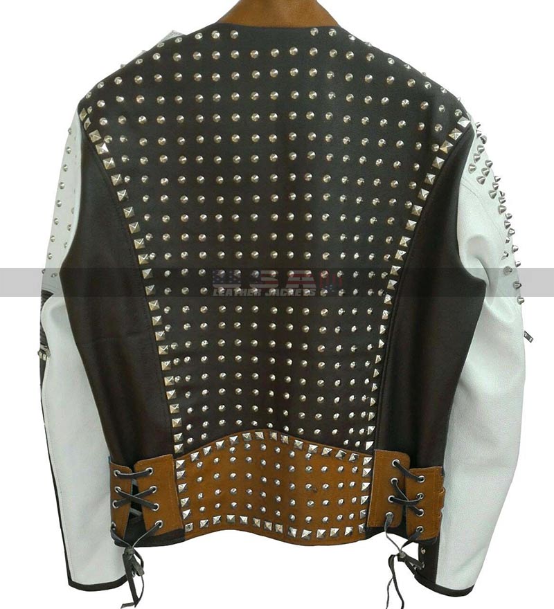 Men's Pop Rock Punk Style Multicolor Studded Retro Biker Leather Jacket