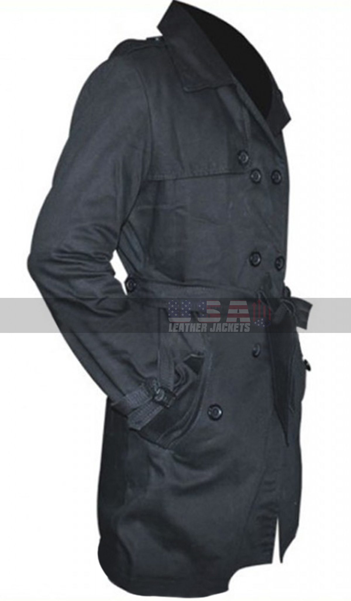 Jennifer Lawrence (Tiffany) Trench Black Cotton Coat