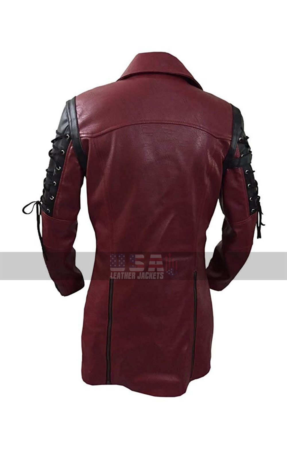 Gothic Steampunk Matrix Black And Maroon Leather Trench Coat