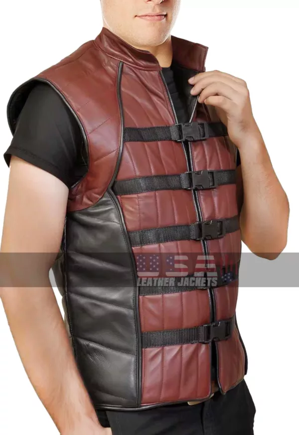 Farscape John Crichton Motorcycle Leather Vest for Mens