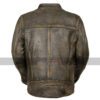 Vintage Biker Triple Stitch Cafe Racer Distressed Brown Wax Leather Jacket