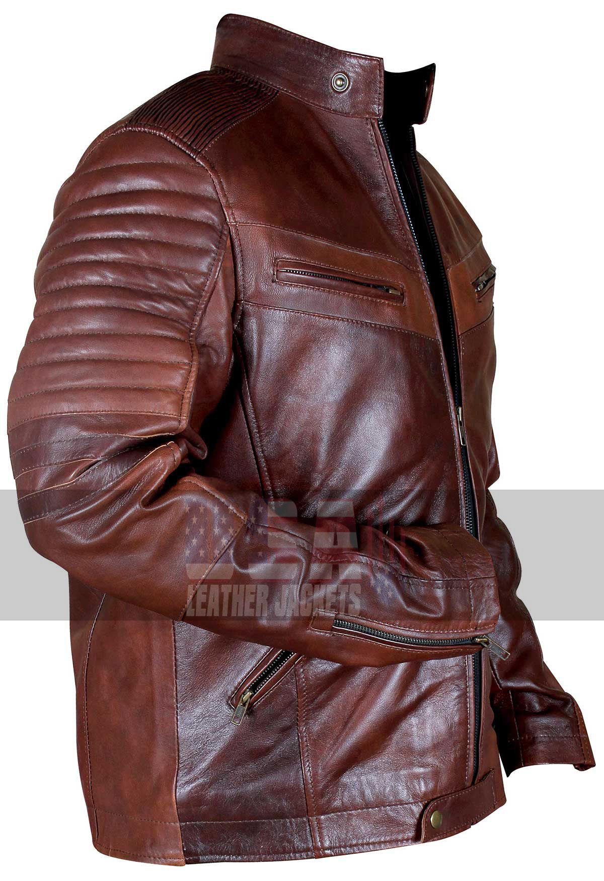 Vintage Distressed Cafe Racer Brown Biker Leather Jacket