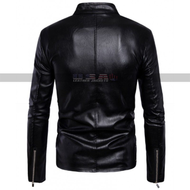 Men Cafe Racer Antique Classic Fashion Motorbike Black Leather Jacket