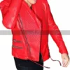 Quilted Style Justin Bieber Red Leather Jacket