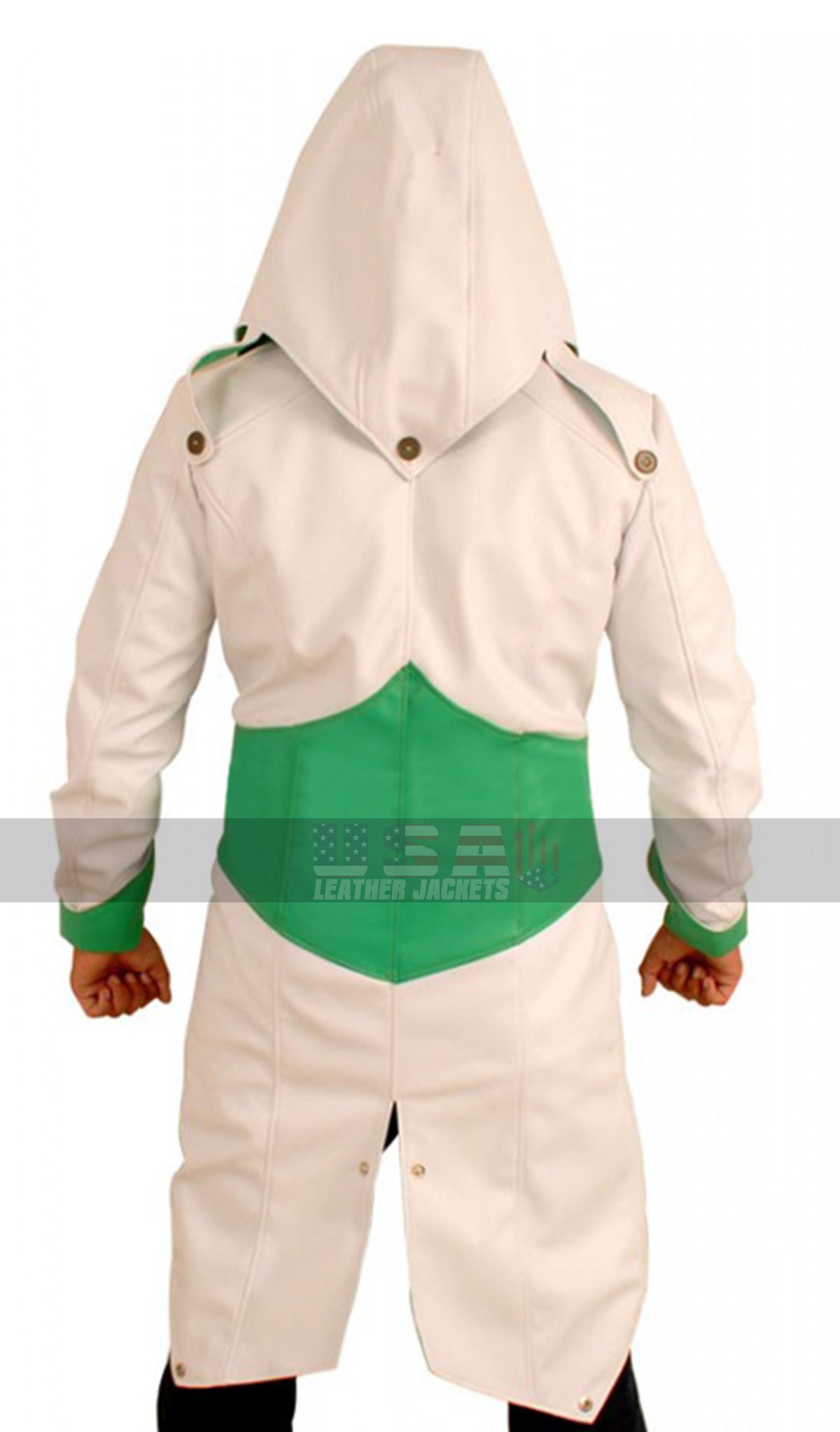 Connor Kenway Assassin's Creed 3 Faux Green-White Jacket Costume