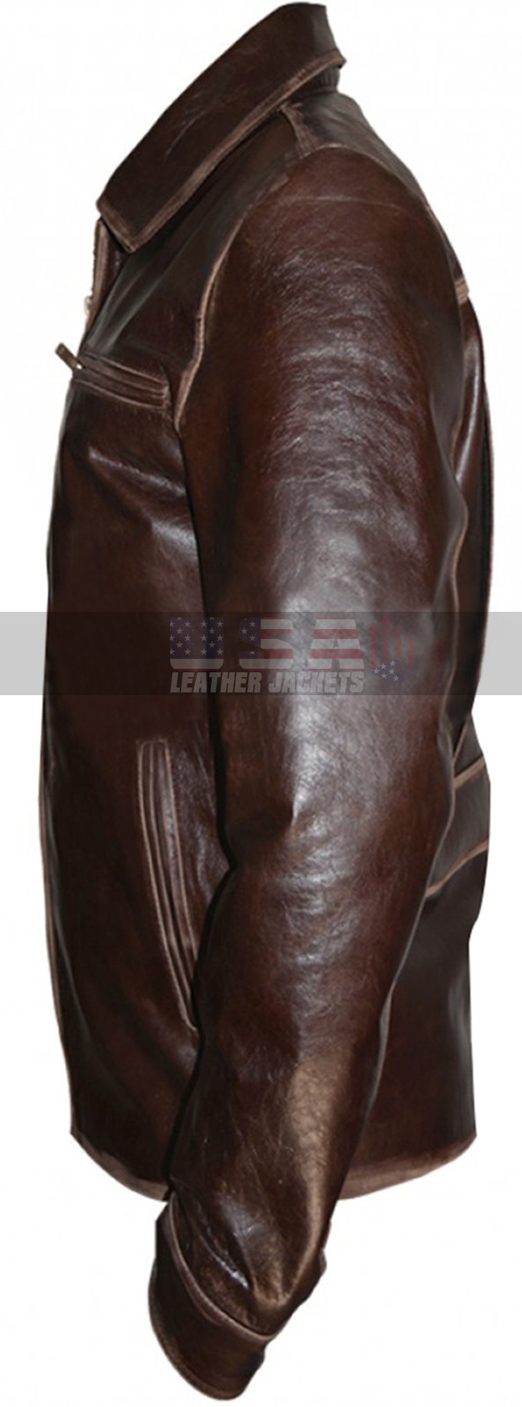 Bruce Willis Surrogates Tom Greer Distressed Brown Leather Jacket
