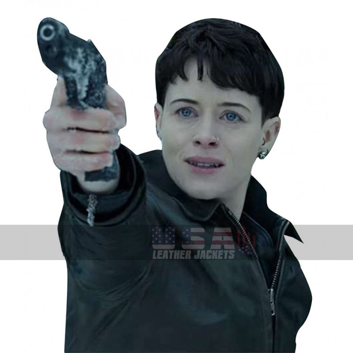 Claire Foy The Girl in Spider's Web Black Leather Jacket