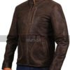 Rampage Dwayne Johnson Davis Okoye Distressed Brown Leather Jacket