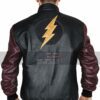 Flash Logo Justice League Hoodie Letterman Leather Jacket