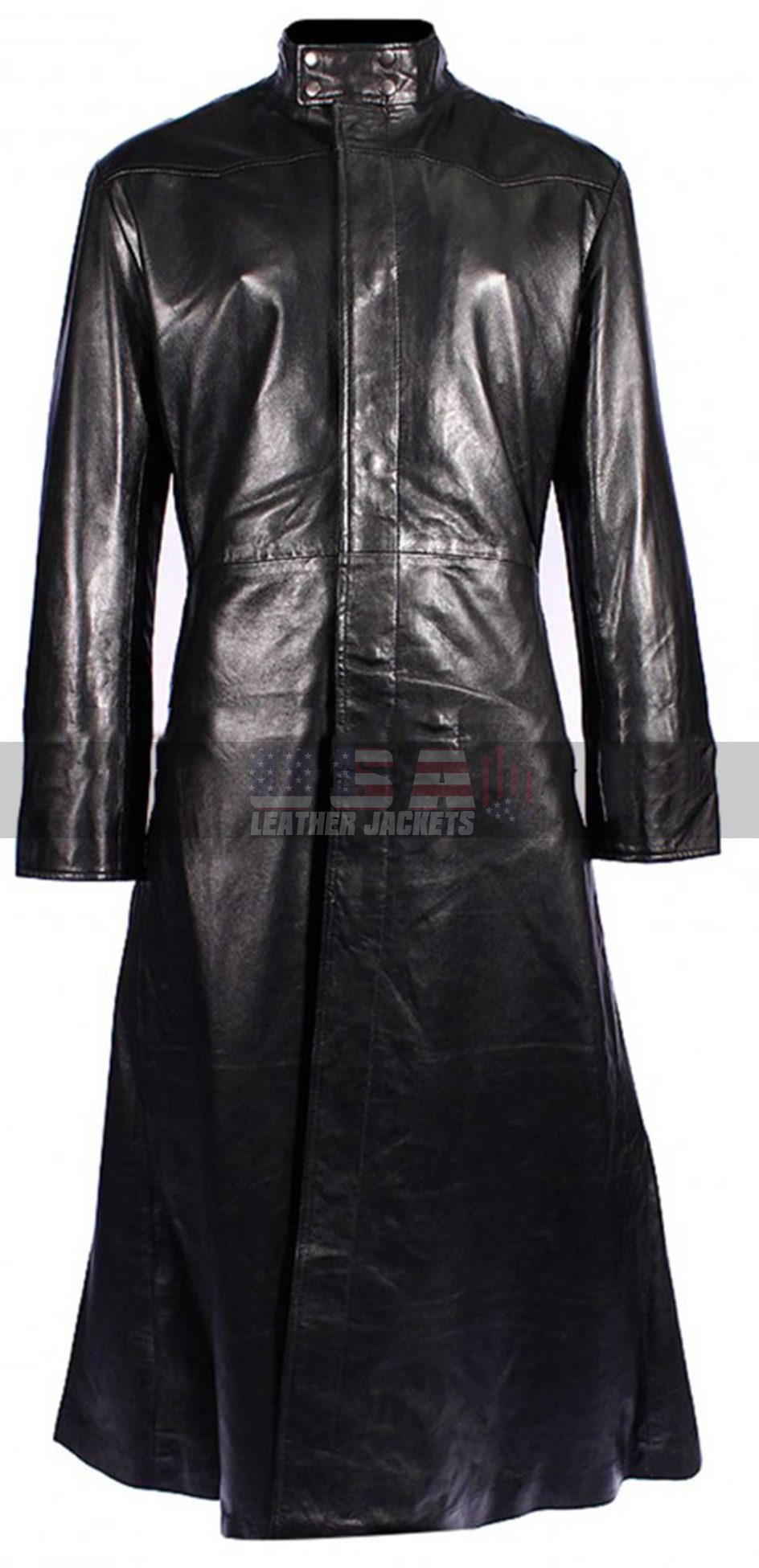 Neo Matrix Keanu Reeves Black Trench Leather Coat