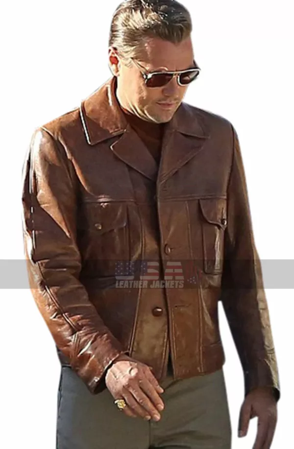Once Upon a Time in Hollywood Leonardo DiCaprio Brown Leather Jacket