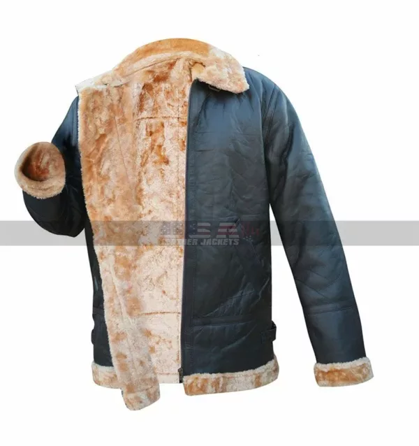 Tom Hardy Dunkirk Farrier Shearling Sheepskin Brown Bomber Leather Jacket