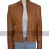 The Avengers Scarlett Natasha Romanoff Tan Brown Leather Jacket