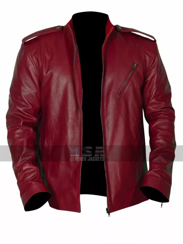 Ash vs Evil Dead Ash Williams Maroon Biker Leather Jacket