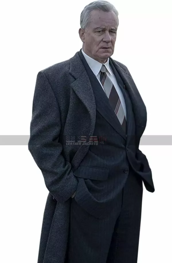 Stellan Skarsgård Chernobyl Costume Boris Shcherbina Grey Wool Coat 