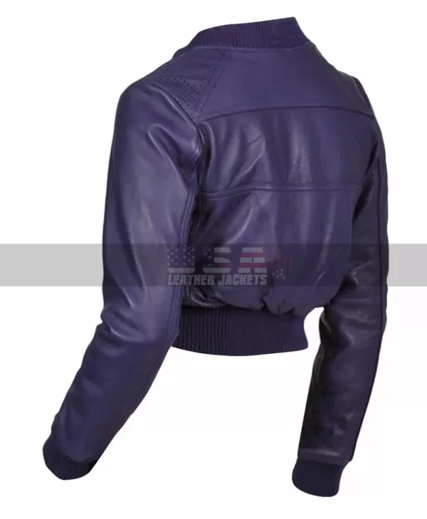 Doctor Who Rose Tyler Purple Bomber Slim Fit Leather Jacket