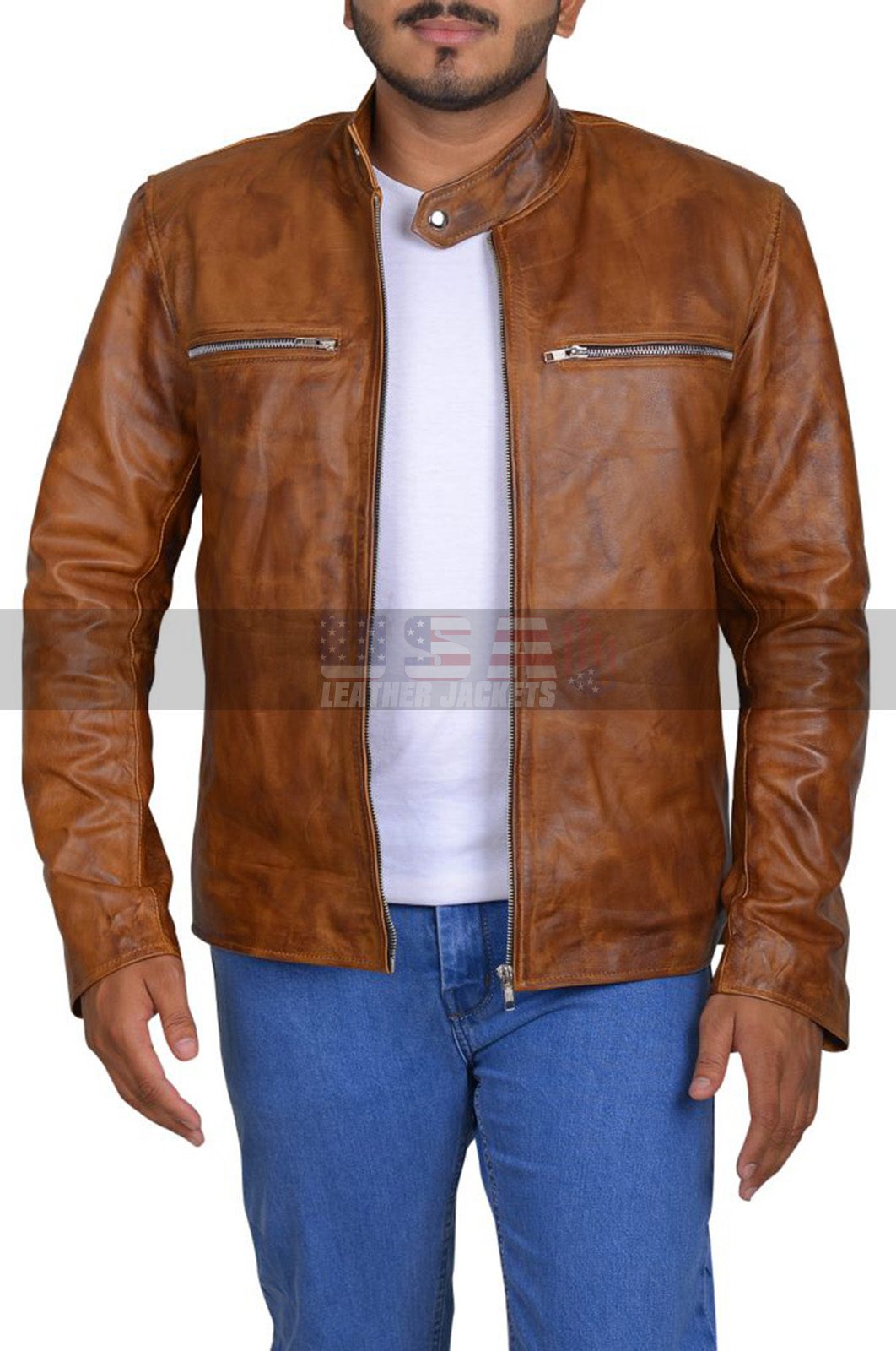 Angus MacGyver Lucas Till Brown Leather Jacket