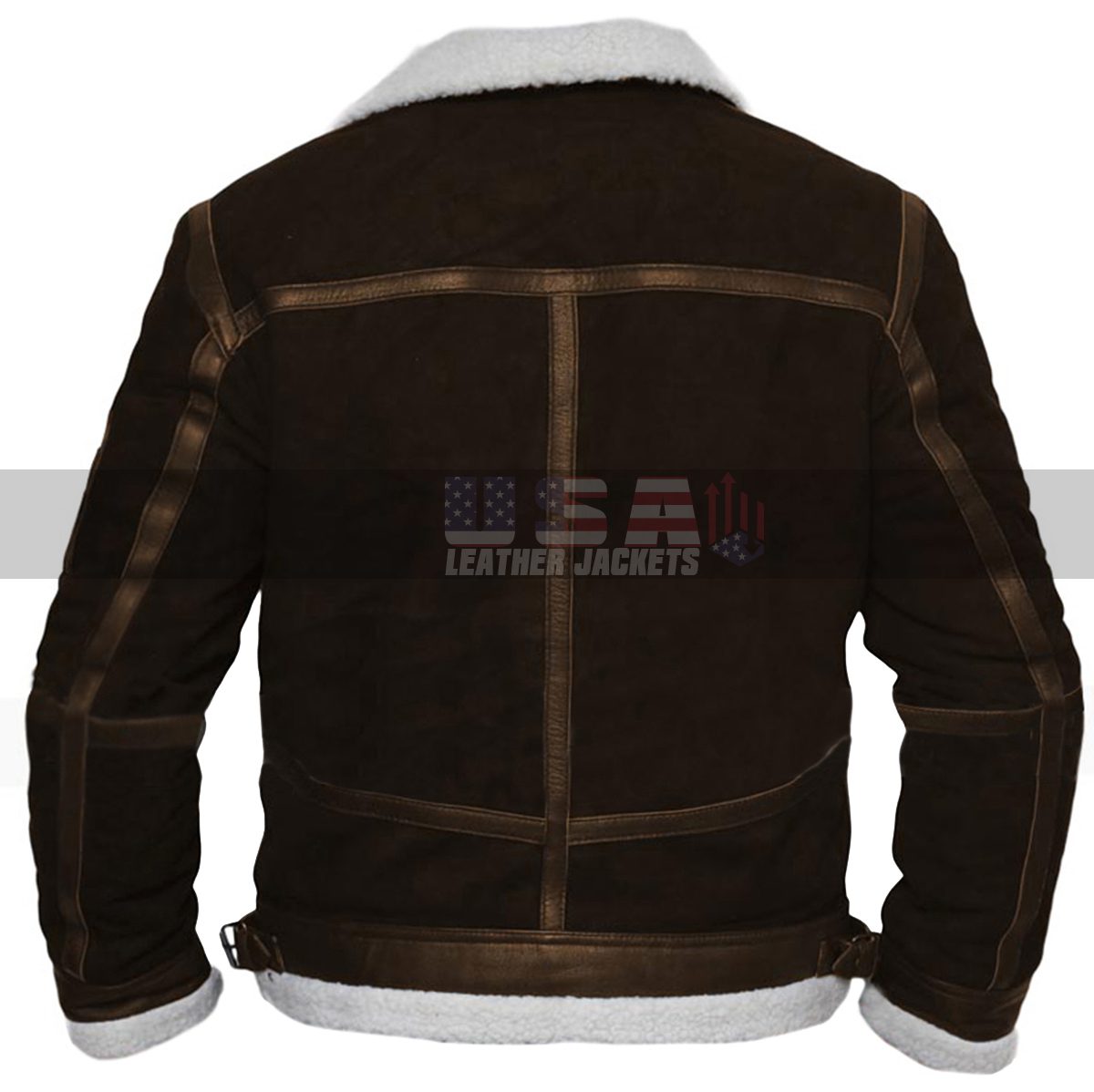 Power 50 Cent (Kanan) White Fur Shearling Brown Leather Jacket