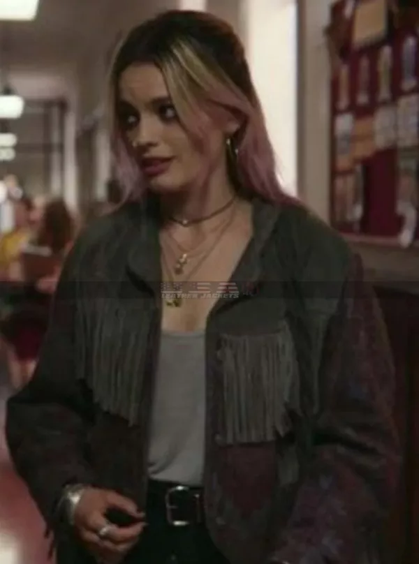 Sex Education Emma Mackey Fringe Suede Leather Jacket