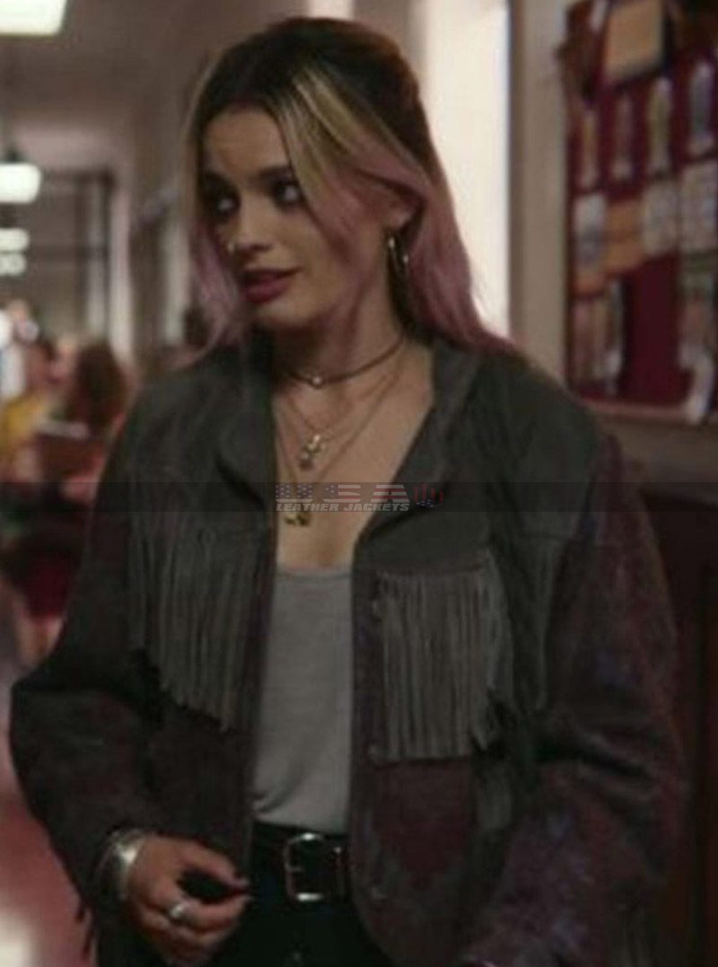 Sex Education Emma Mackey Fringe Suede Leather Jacket