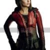 Arrow Speedy Thea Queen Red Costume Hooded Leather Jacket