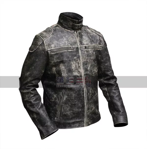 Cafe Racer Antique Style Vintage Biker Distressed Black Leather jacket