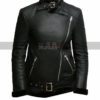 Women's Biker Style Fur Shearling B3 Black Leather Jacket