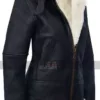 RAF Sheepskin Aviator Flying Pilot Hooded Women's B3 Black Leather Jacket 