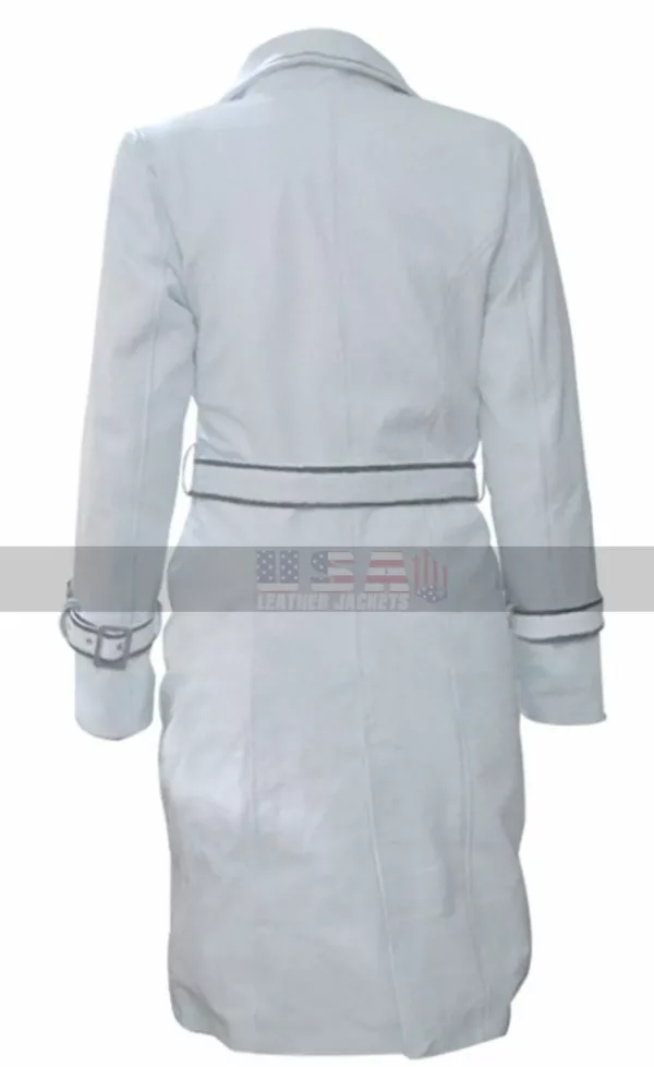 Daryl Hannah (Elle Driver) Kill Bill White Leather Trench Coat 